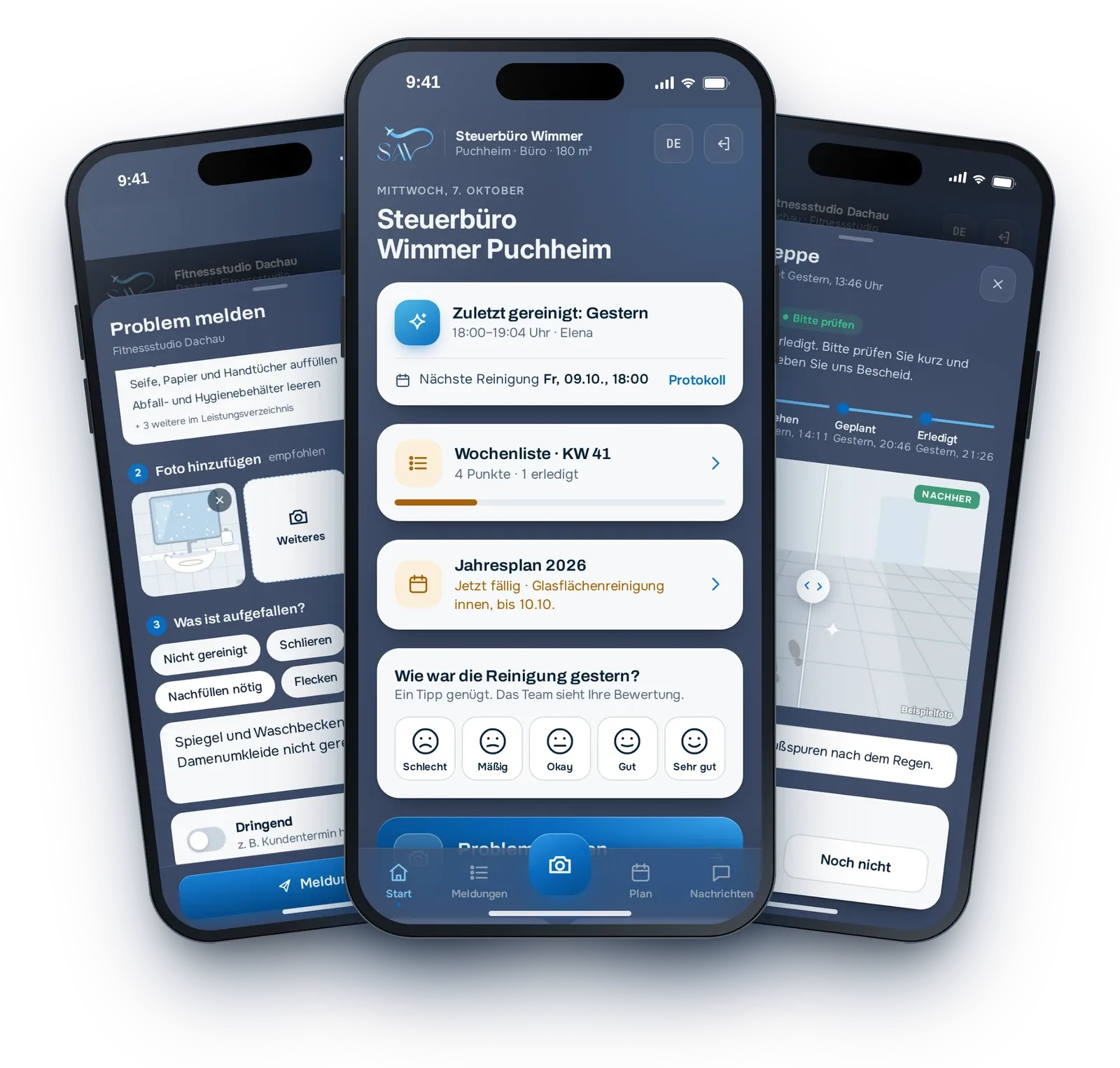 SAV Kundenportal auf dem Smartphone – Reklamation mit Foto melden und Reinigung bewerten